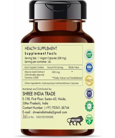 Arjuna Extract 500mg - 60 Vegetarian Capsules| |Terminalia Arjuna Tannis |All Natural | 100% Vegan | Gluten-Free Arjuna 60 Count (Pack of 1) - Buy Online on GoSupps.com