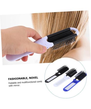 SOLUSTRE 3 Pieces Foldable Comb with Mirror Antistatic Comb High Temperature Resistance for Travel Outdoor Activities White Black Blue Beard Care - Buy Online on GoSupps.com