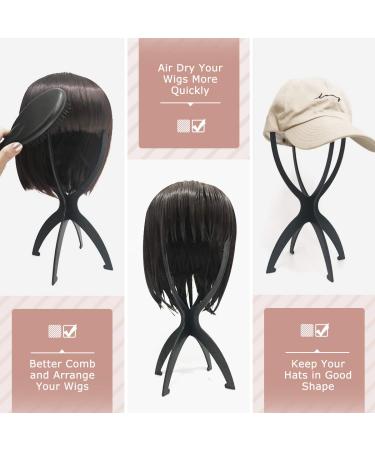 Dreamlover Wig Stand 2 Pack - Travel-Friendly 14.2 Inch Plastic Wig Head Stand (Black) - Buy Online on GoSupps.com