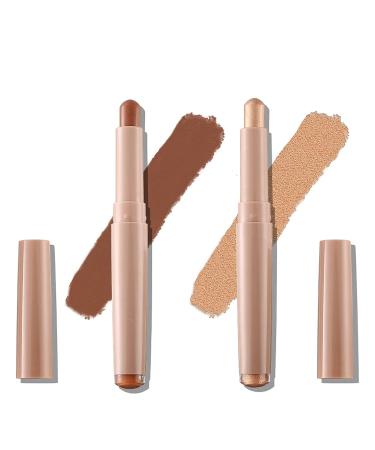 YXKJMN 2 in 1 Matte Eyeshadow and Eyeliner Stick Set - Caramel & Champagne - Buy Online on GoSupps.com