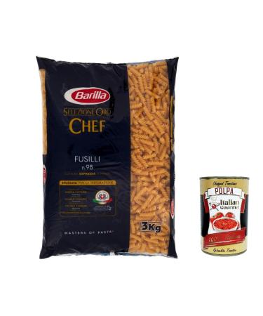 Italian Gourmet E.R. Barilla Pasta Selezione Oro Chef Fusilli n 98 Lot de 3 kg de p tes italiennes + Polpa Italian Gourmet 400 g