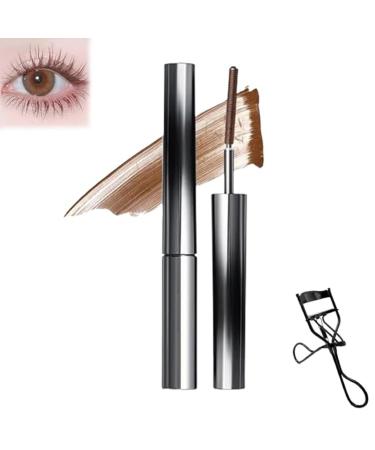 Amewix Mascara Amewix Lashes Mascara Waterproof Silk Fiber Mascara Amewix 3D Curling Eyelash Iron Mascara Long-Lasting Curl & Volume (Brown)