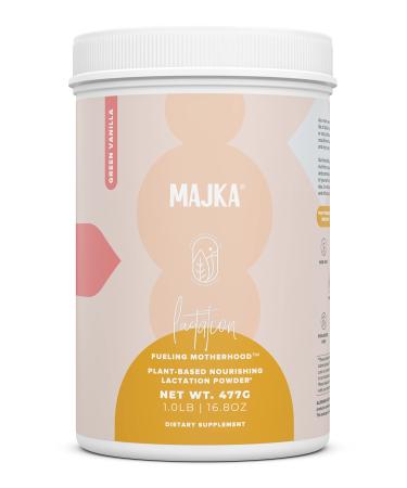 Majka Organic Lactation Protein Powder for Nursing Moms, Breastfeeding Safe Supplement for Increased Breast Milk, Complete Postnatal Vitamin, Vegan, Gluten Free, 1.03 LB (Green Vanilla)
