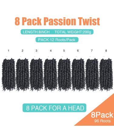 8 Inch Pre-twisted Passion Twist Hair - 8 Packs Pre-looped Synthetic Crochet Braids for Black Women in 1B# Color - Buy Online on GoSupps.com
