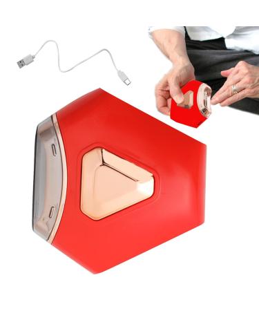 Honhoha Electric Nail Trimmer Rechargeable Fingernail File - 2-in-1 Automatic Fingernail Cutter & Polisher Electric Nail File with Nail Clip Storage for Kids Seniors Red