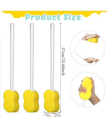 3 Long Handle Bath Sponges 22.4'' Lightweight Back Washer Handled Butt Scrubber - Yellow Sponge - Buy Online on GoSupps.com