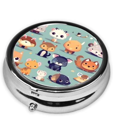 Cute Little Animals Round Pill Box | 3 Compartment Organizer | Portable Travel Pill Box for International Shipping - Buy Online on GoSupps.com