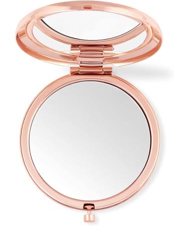 Personalized Rose Gold Maverton Double Make-Up Mirror - Round Pocket & Travel Mirror for Women - Engraved Gift | Regular + Magnification - Buy Online on GoSupps.com