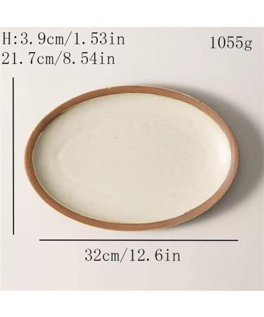 Dinnerware Dishes Plates Fish Plate Ceramic Household Steamed Fish Plate Ceramic Tableware Large Oval Dinner Plate Restaurant Kitchen Retro Flat Plate Dinner Restaurant Family Party Plates (Size : L - Buy Online on GoSupps.com