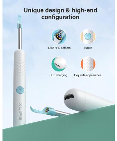Ear Wax Removal Kit with 1080P Ear Scope Camera & LED Light - Ear Cleaner with 2 Silicone Scoops - White - Buy Online on GoSupps.com