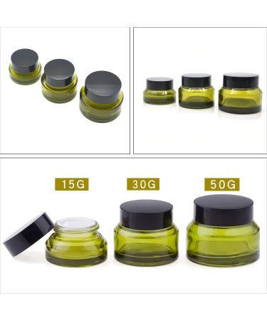 Zeoabsy 12-Pack 15ml Green Glass Cream Jars with Screw Caps & Spatulas - Perfect for Cosmetics Gels and Ointments - Buy Online on GoSupps.com