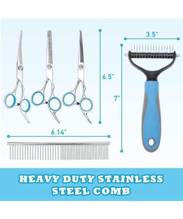 Pawchie Dog Grooming Scissors Kit - Stainless Steel Safety Blunt Tip - Dematting Tool, Comb, Shears for Dogs and Cats - Buy Online on GoSupps.com