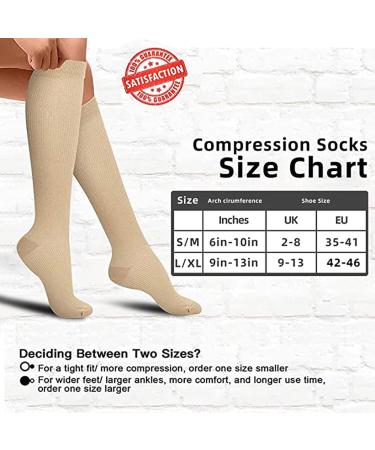 Compression Stockings for Men & Women (7 Pairs) - Medical Nursing Running & Fitness - Black L-XL - Buy Online on GoSupps.com