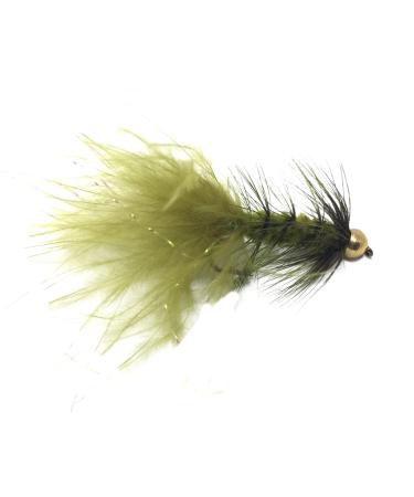 Feeder Creek Wooly Bugger Fly Fishing Flies for Trout, Bass and Salmon- 12pc Handmade Wet Flies for Freshwater Fishing in Various Patterns/Colors 10 Olive