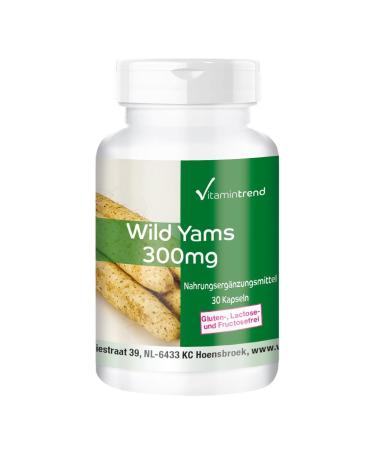 Vitamin trend Wild Yam Extract 300mg 30 capsules with vitamin C E betacarotene zinc and selenium yam extract standardized to 20 diosgenin high dosage vegan Vitamintrend