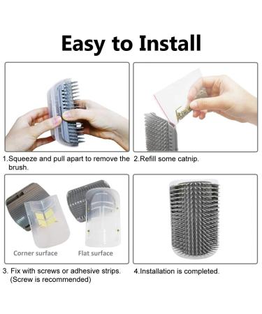 Yuntop 2 Pack Softer Cat Corner Self Groomer with Catnip - Wall Corner Massage Comb and Scratcher for Pet Grooming - Gray - Buy Online on GoSupps.com