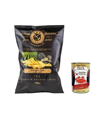 Italian Gourmet E.R. Fox Natural Quality Pack of 10 Premium Hand-Cooked Potato Chips 120g + Italian Gourmet Polpa 400g