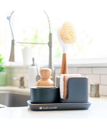 Full Circle Bubble Up Ceramic Soap Dispenser & Bamboo Dish Brush - WhiteGray - Buy Online on GoSupps.com