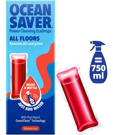 OceanSaver All Purpose Floor Cleaning Spray Starter Kit - Rhubarb Coral Scent | Plant Based & Cruelty-Free | 3 Refills, 1 Prevented Ocean Plastic Bottle | Eco-Friendly Floor Cleaner - Buy Online on GoSupps.com