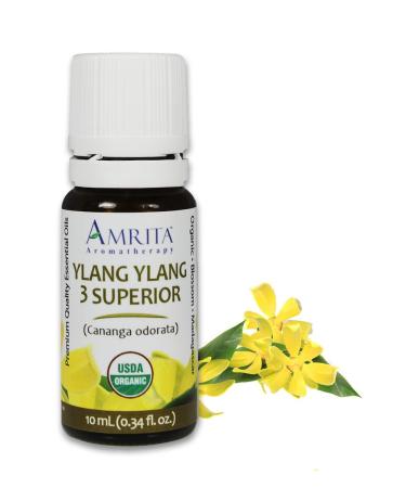 Organic Ylang Ylang Superior Essential Oil - Cananga odorata - 100% Pure Undiluted & Therapeutic Grade Premium Quality Aromatherapy Oils Tested & Verified - 10ML Ylang Ylang 0.34 Fl Oz (Pack of 1)