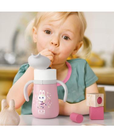 Monbento Kids Insulated Water Bottle 12oz - Leakproof with Straw - Hot/Cold 12 Hours - BPA Free - Pink Bunny - Buy Online on GoSupps.com