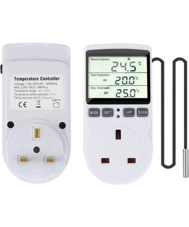 Furado Digital Temperature Controller LCD Screen Heating Cooling Temperature Switch Thermostat Outlet Socket with 1.7m Sensor 230V Digital Thermostat for Greenhouse Farm Terrarium Reptile - Buy Online on GoSupps.com