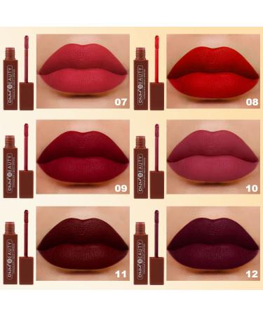 Chocolate Matte Liquid Lipstick Set for Women - Deep Dark Red, 6 Pcs, Long Lasting 24 Hour Stay, Makeup Stain Kit, Labiales Matte Mate Larga Duracion - Set02 - Buy Online on GoSupps.com