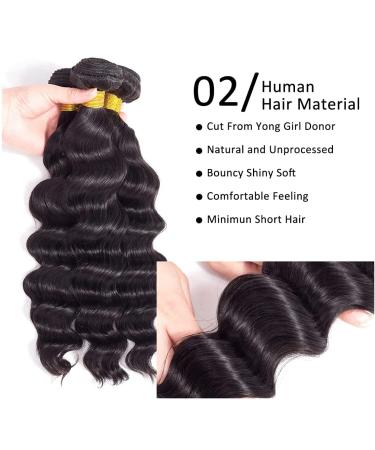 20 22 24 26 Inch Loose Deep Wave Human Hair Bundles - Brazilian Virgin Hair, 100% Unprocessed, Can Be Dyed and Bleached - Natural Black - 4 Bundles - Buy Online on GoSupps.com