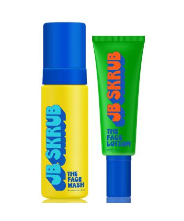 Face Lotion and Foaming Face Wash for Sensitive Skin - AM + PM Skincare Duo - pH Balanced Blue Light Defense - Kid and Teen Radiance