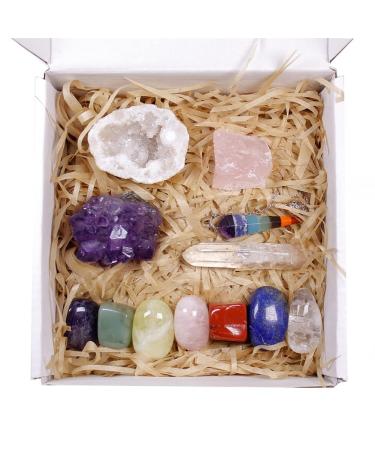 Healing Mineral Stone 12pcs Natural Crystal Healing Stones Gemstones Seven Chakra Stones Amethyst Cluster Quartz Crystal Mineral Specimen for Gifts Chakra Ba ce Gemstone Decoration Natural Stones