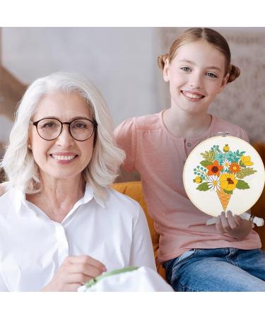 Fanryn 4 Pack Embroidery Kit for Beginners - Floral Cross Stitch DIY Set with Hoops, Threads, Needles, and Instructions - Buy Online on GoSupps.com