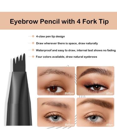 Eyebrow Pencil With 4 Fork Tip 4 Fork Tip 3D Microblading Magic Eyebrow Pencil Waterproof Magic Microblading Eyebrow Pencil Eye Brown Makeup Long Lasting Eyebrow Pencil Stay On All Day(Gray) - Buy Online on GoSupps.com