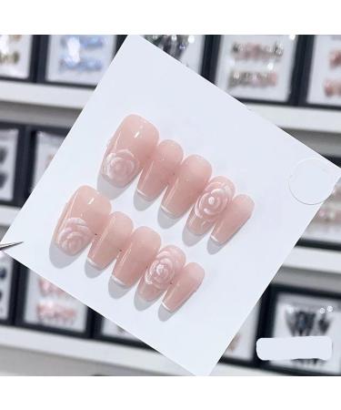 Handmade Long and Short Nail Patches for Artificial Nail Enhancement(Color:19558 Size:M)