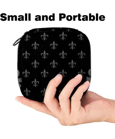 MUOOUM Gray Fleur de Lis Menstrual Pad Bag - Portable Pocket for Teen Girls & Women - Zippered 4.7x6.6 Inches - Buy Online on GoSupps.com
