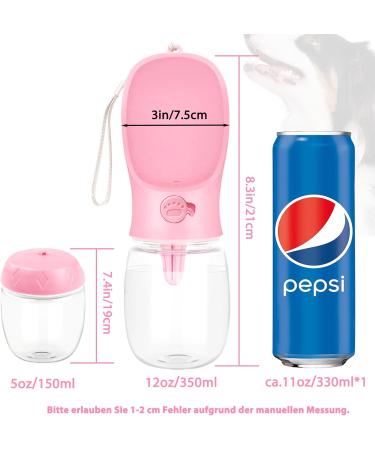 Nepfaivy 350ml Portable Dog Water Bottle & Feeder - Pink | Perfect for Hiking & Travel with Small Dogs - Buy Online on GoSupps.com