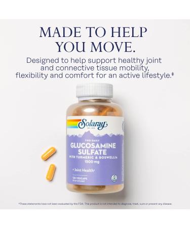 Solaray Two Daily Glucosamine Sulfate with Turmeric & Boswellia - 1500 mg, 120 VegCaps | Joint Support Supplement - Buy Online on GoSupps.com
