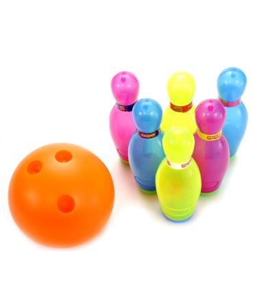 PowerTRC Deluxe Super Bowling Set Toy for Kids 7'' Colorful Bowling Pins and a 6'' Bowling Ball