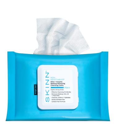 SKINN Facial Cleansing Makeup Remover Wipes - Hydrating Makeup Removing Cloths for Waterproof Mascara Makeup Oil & Dirt - Disposable Face Towelettes that Gently Exfoliates Cleanses & Softens Skin