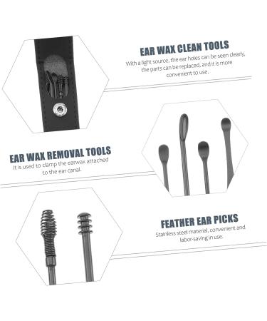 Hemoton 6 Pcs Ear Cleaning Kit - Stainless Steel Ear Cleaner Tools for Ear Wax Removal, Black - 11.5x2.7x1cm - Buy Online on GoSupps.com