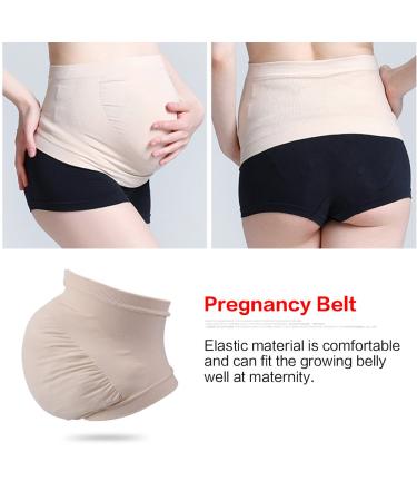 Pregnant Women Belly Support Band Tummy Belt | Seamless Elastic Band for Prenatal Care | Maternity Clothing (L-Beige) - Buy Online on GoSupps.com