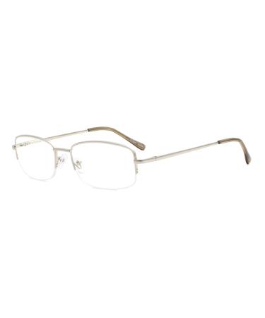 Eyekepper Classic Metal Frame Reading Glasses Half Rim Spring Hinges Temple Reader Silver +1.75 Silver 1.75 Diopters