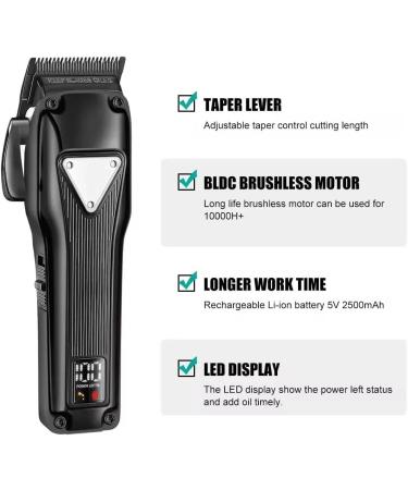 Professional Hair Clippers for Men - Rechargeable Brushless Motor Digital Display DLC Blade - Black - Buy Online on GoSupps.com