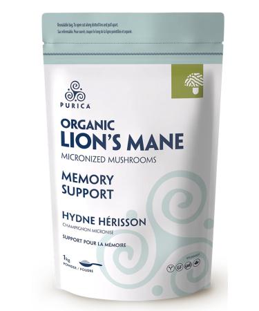 PURICA - Lion's Mane 1kg Powder Mushroom Supplement - Organic Support for Cognitive Wellness 1 kg (Pack of 1)