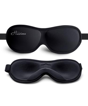 Hunrimu Sleep Eye Mask for Women Men Eye Covers for Sleeping 3D Sleep Mask for Travel Yoga Nap (Black)