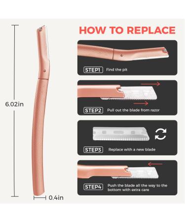 Stainless Steel Eyebrow Razors & Facial Trimmers - Reusable Dermaplaning Tool for Men & Women - Rose Gold Design (6 Blades) - Buy Online on GoSupps.com