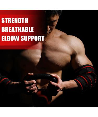 MANUEKLEAR Adjustable Elbow Compression Sleeves for Weightlifting - Supportive Straps for Men in Red (1 Pair) - Buy Online on GoSupps.com