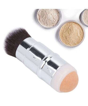 2 in 1 Face Roller Telescopic Makeup Brush Reusable Double Head Volcanic Oil Absorber Setting Powder Brush for Daily Skin Care Use(Blue)