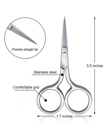 5-Piece Stainless Steel Nose Hair Scissor Set for Facial Grooming - Small Straight Tip Scissors for Hair Removal, Mustache, Beard, Eyebrows, Ear, Nose Trimming - Silver - Buy Online on GoSupps.com
