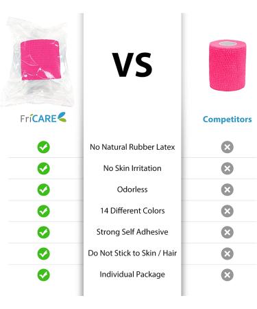 FriCARE 2 Inch Rainbow Cohesive Bandage Wrap (Pink) - 14 Pack for Wrist, Knee, Ankle | Self Adhesive First Aid Medical Tape - Buy Online on GoSupps.com