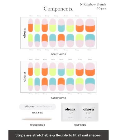 Buy O'Hora Semi Cured Gel Nail Strips - N Rainbow French | Salon-Quality Long Lasting Easy Application & Removal - International Shipping Available - Buy Online on GoSupps.com